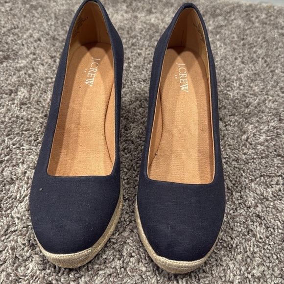 J. Crew Women's Navy Blue Wedges shoes size 7 1/2 - Picture 2 of 8